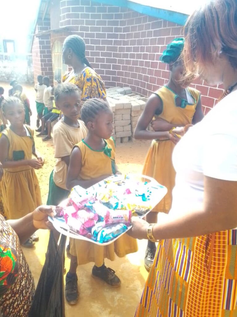 Pupils receiving toiletry items